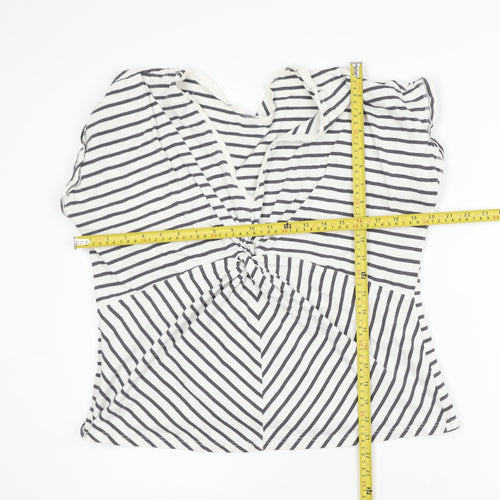 Mint Velvet Womens White Striped Wrap Blouse L