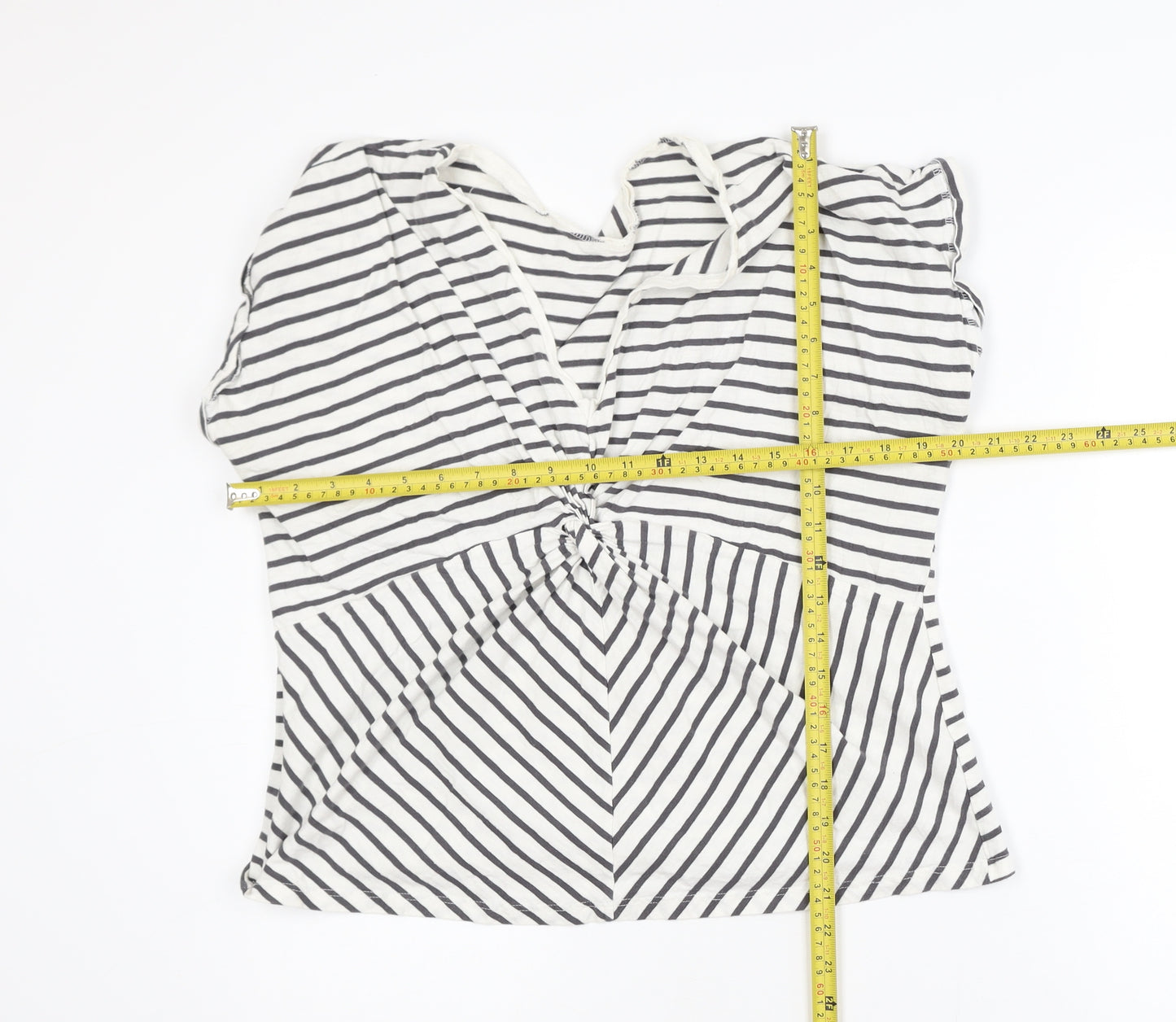 Mint Velvet Womens White Striped Wrap Blouse L
