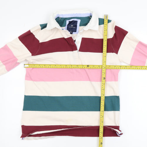 Crew Clothing Company Women's Multicoloured Striped Cotton Long Sleeve Polo Size 12