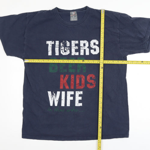 Leicester Tigers Mens Blue Funny Graphic Cotton T-Shirt Size L