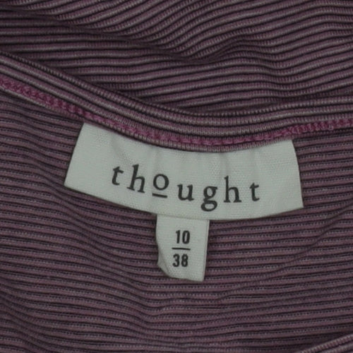 Thought Womens Purple Striped Long Sleeve Jersey Top Size 10