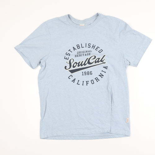 SoulCal & Co Men's Blue Graphic Crew Neck T-Shirt Size M Cotton Blend