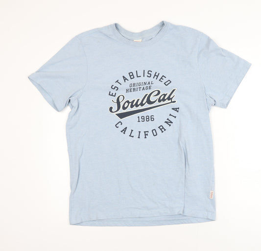 SoulCal & Co Men's Blue Graphic Crew Neck T-Shirt Size M Cotton Blend