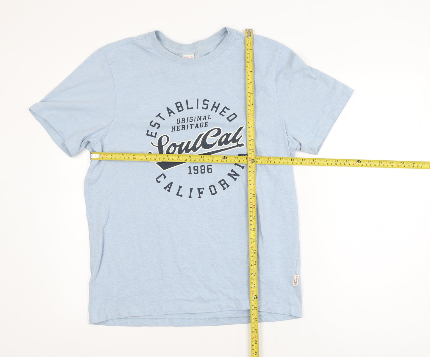 SoulCal & Co Men's Blue Graphic Crew Neck T-Shirt Size M Cotton Blend