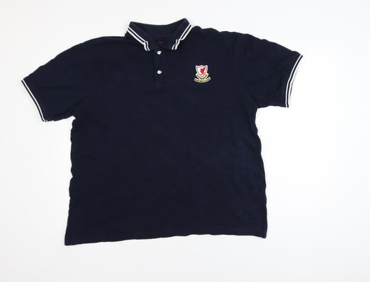 L.F.C. Men's Blue Cotton Short Sleeve Polo Shirt Large