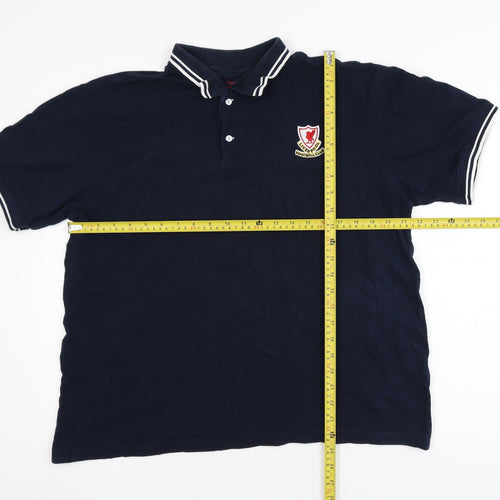 L.F.C. Men's Blue Cotton Short Sleeve Polo Shirt Large