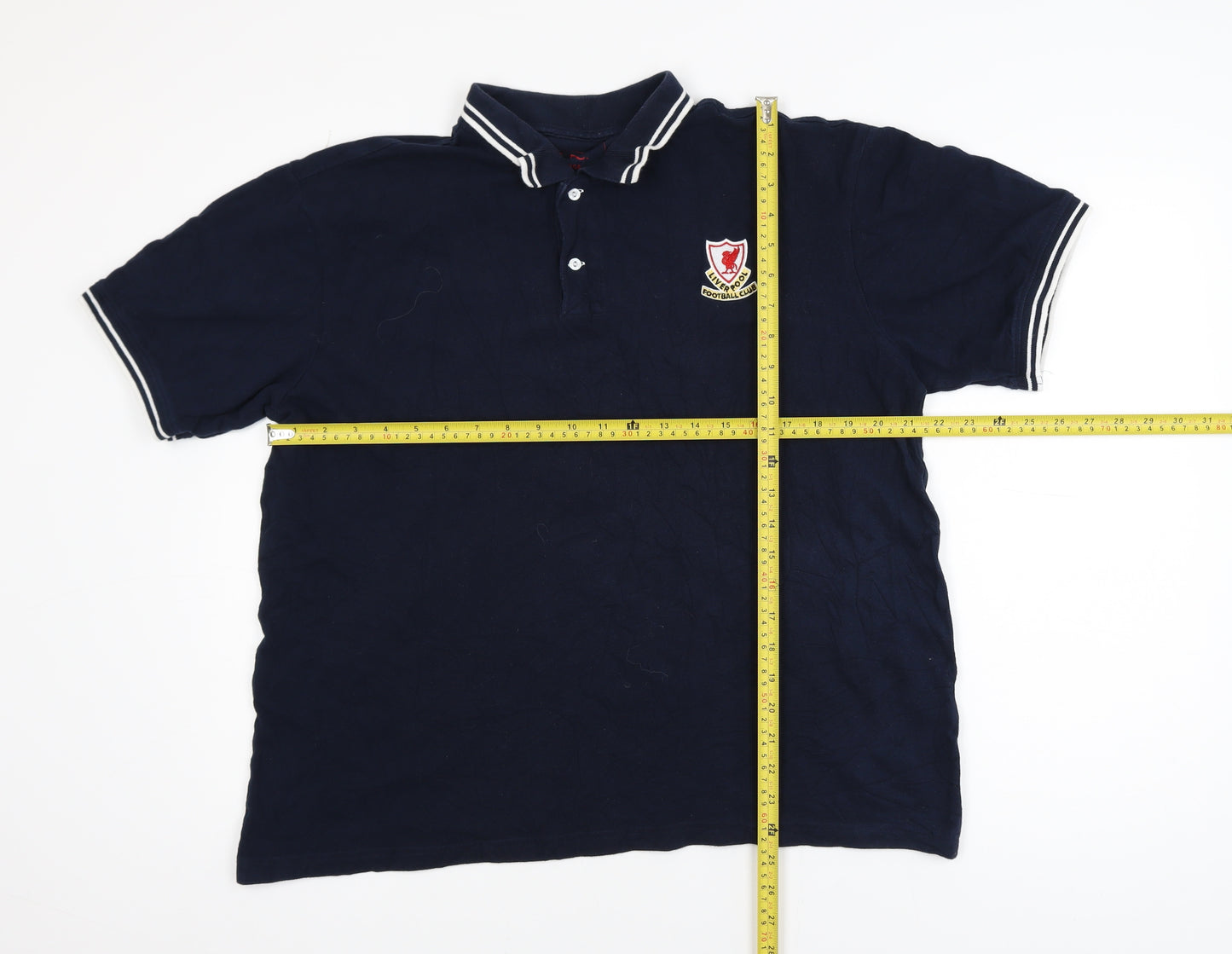 L.F.C. Men's Blue Cotton Short Sleeve Polo Shirt Large