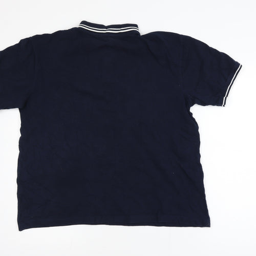 L.F.C. Men's Blue Cotton Short Sleeve Polo Shirt Large