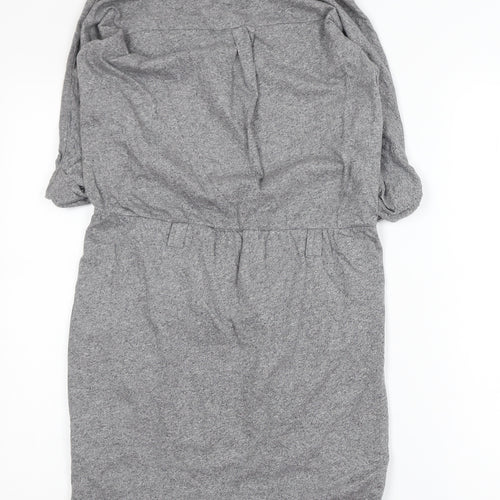 Mango Women Grey Cotton Blend Knee Length Shirt Dress S