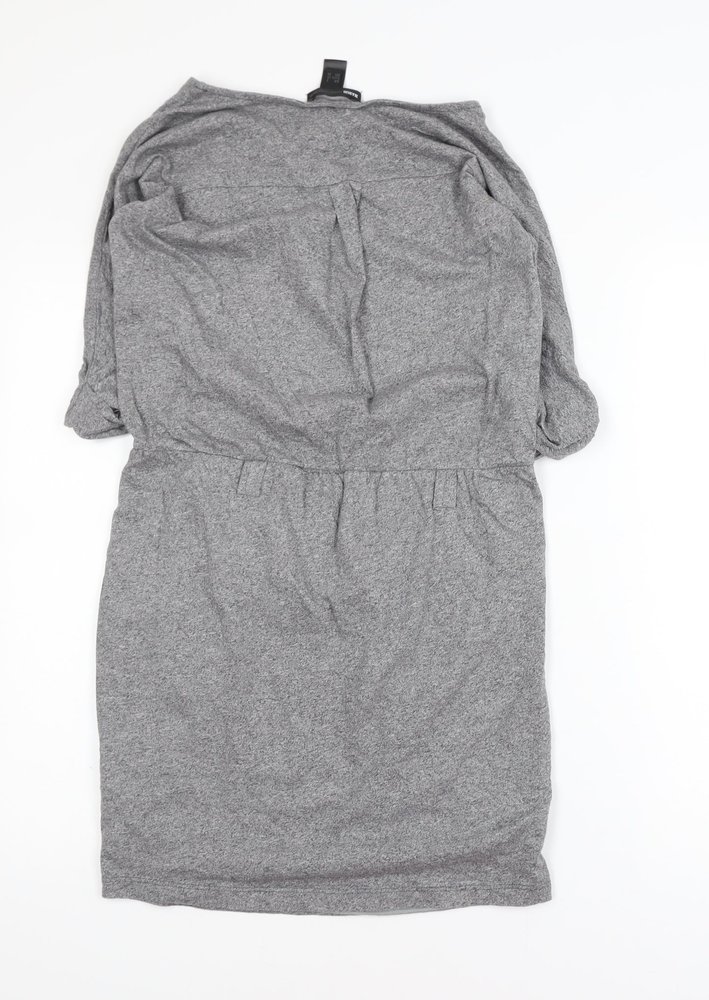 Mango Women Grey Cotton Blend Knee Length Shirt Dress S