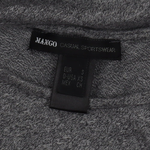 Mango Women Grey Cotton Blend Knee Length Shirt Dress S
