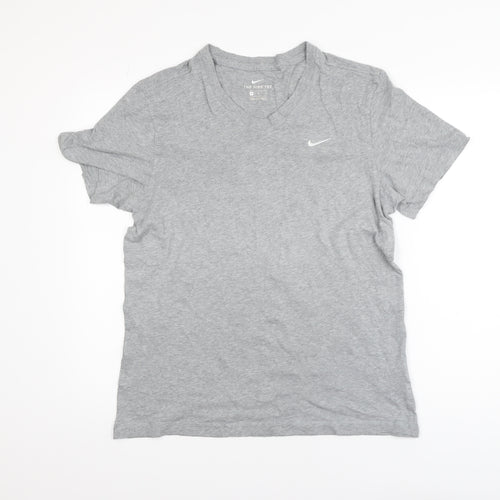 Nike Men's Grey Crew Neck Short Sleeve Cotton T-Shirt Size M