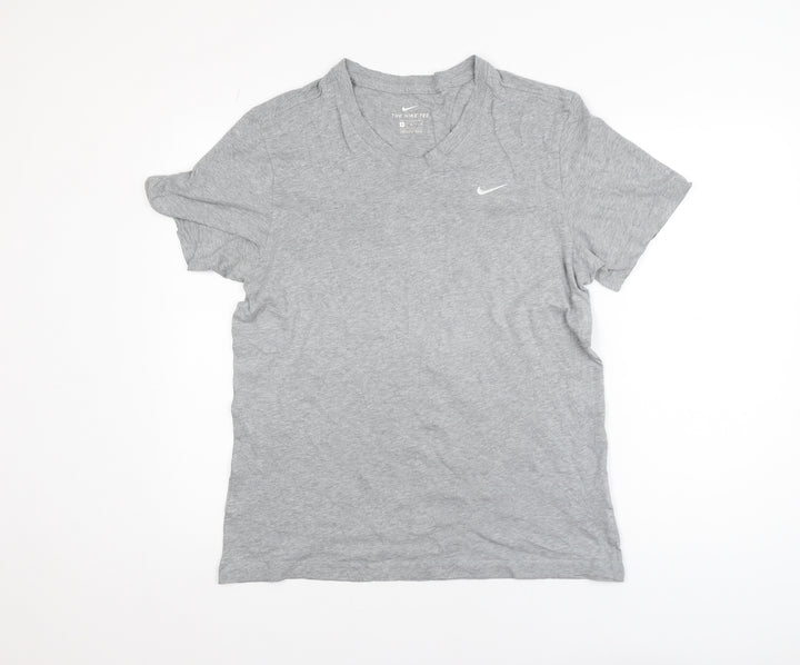 Nike Men's Grey Crew Neck Short Sleeve Cotton T-Shirt Size M