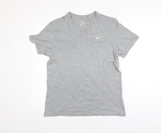 Nike Men's Grey Crew Neck Short Sleeve Cotton T-Shirt Size M