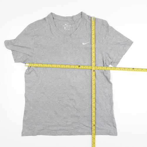 Nike Men's Grey Crew Neck Short Sleeve Cotton T-Shirt Size M