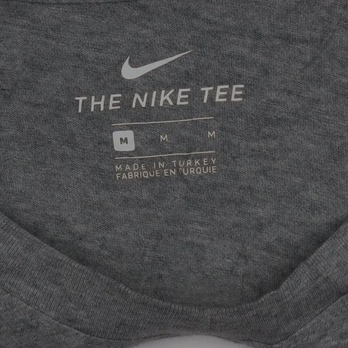 Nike Men's Grey Crew Neck Short Sleeve Cotton T-Shirt Size M