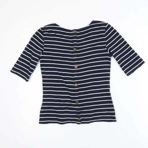Hobbs Womens Blue Striped Boat Neck 3/4 Sleeve T-Shirt XS