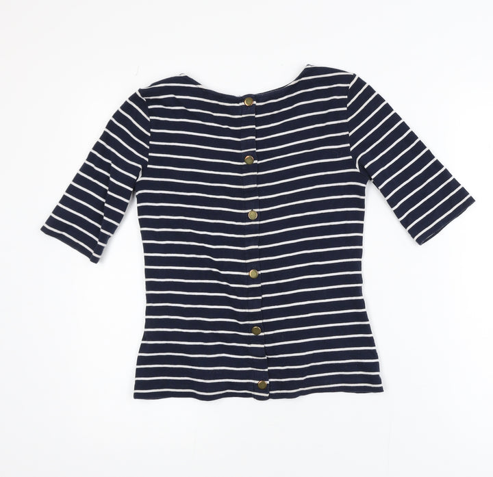 Hobbs Womens Blue Striped Boat Neck 3/4 Sleeve T-Shirt XS