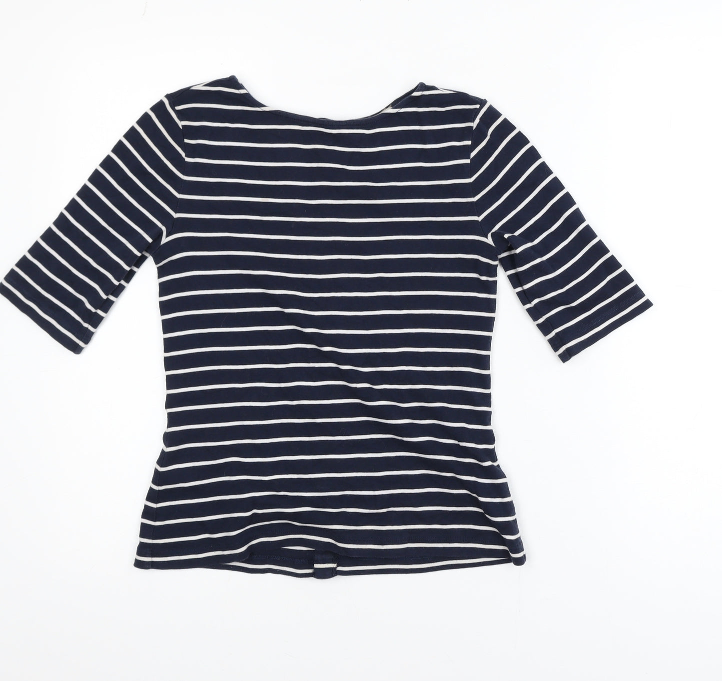 Hobbs Womens Blue Striped Boat Neck 3/4 Sleeve T-Shirt XS