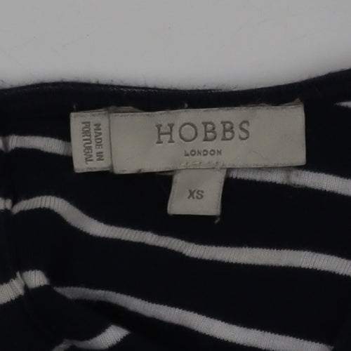 Hobbs Womens Blue Striped Boat Neck 3/4 Sleeve T-Shirt XS
