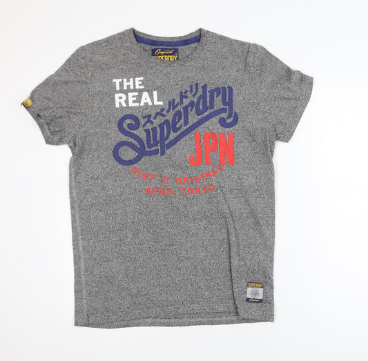 Superdry Men's Grey Graphic Print Crew Neck Short Sleeve T-Shirt Size L