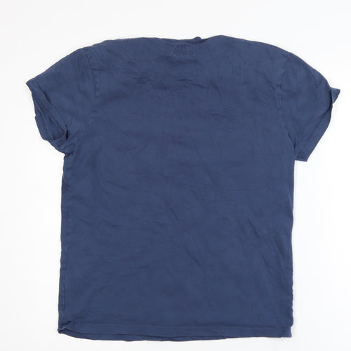 Bask In The Sun Men's Blue Graphic Beard T-Shirt Size M Organic Cotton
