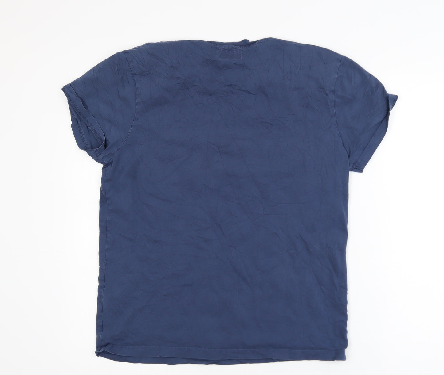 Bask In The Sun Men's Blue Graphic Beard T-Shirt Size M Organic Cotton