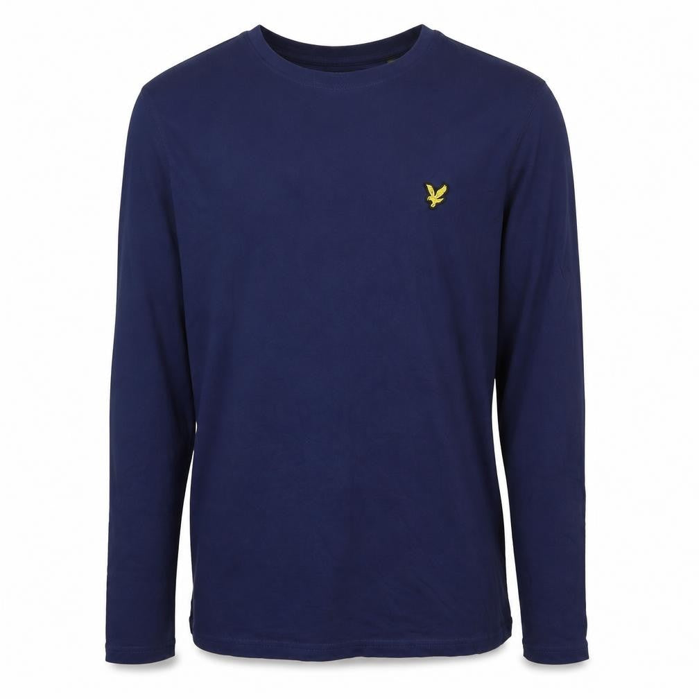 Front view of Lyle & Scott Men's Blue Cotton Crew Neck Long Sleeve Sweatshirt S