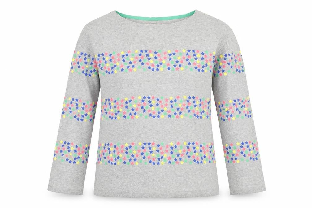 Johnnie B Girls Grey Multicoloured Star Print Long Sleeve Cotton T-Shirt 13-14 Years