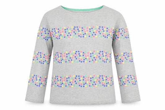 Johnnie B Girls Grey Multicoloured Star Print Long Sleeve Cotton T-Shirt 13-14 Years