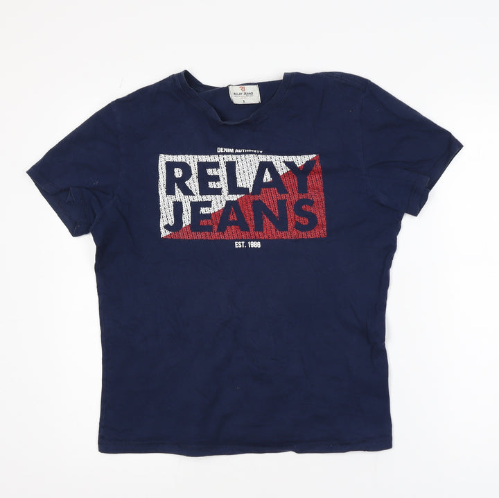 Relay Jeans Men's Blue Graphic Logo T-Shirt Size S Classic Fit