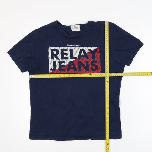 Relay Jeans Men's Blue Graphic Logo T-Shirt Size S Classic Fit