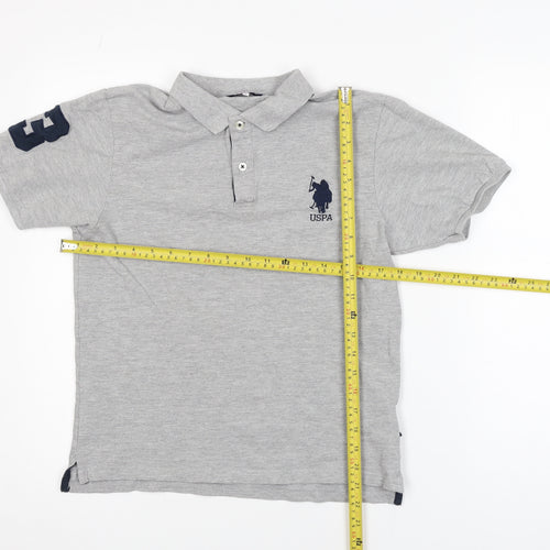U.S. Polo Assn. Men's Grey Short Sleeve Cotton Polo Shirt Size S