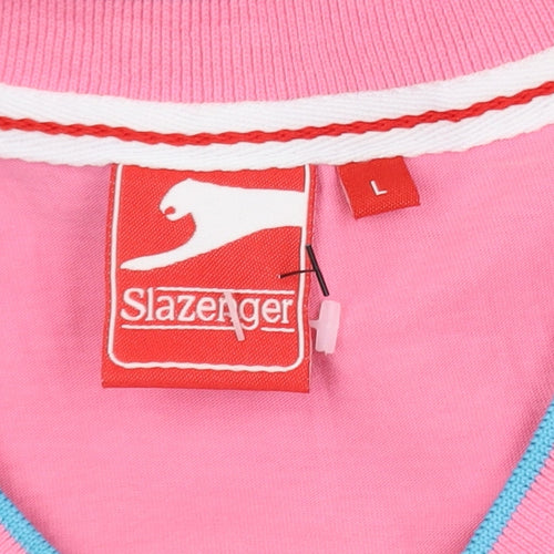 Slazenger Men's Pink V-Neck Cotton T-Shirt Size L