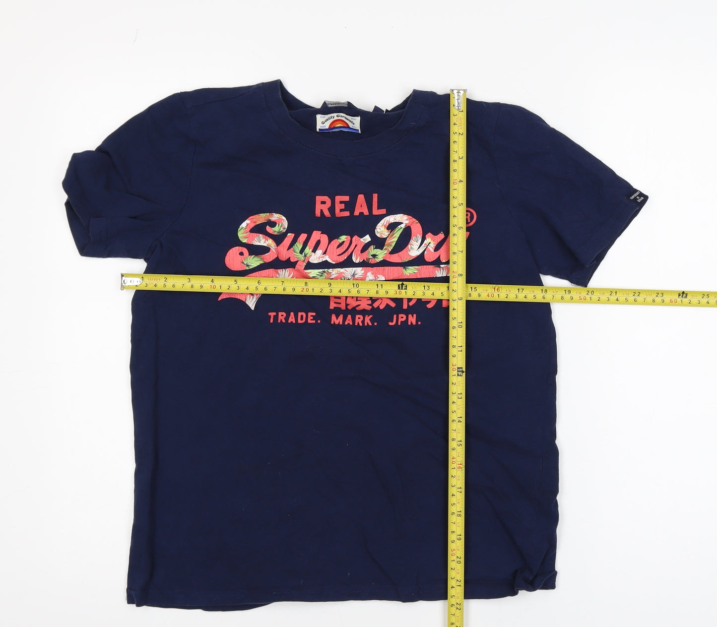Superdry Women's Blue Logo Cotton T-Shirt Size 8 Short Sleeve