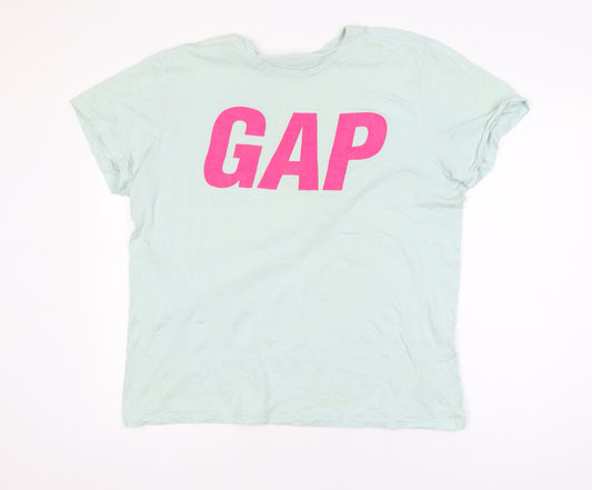 GAP Women's Green Cotton Short Sleeve Graphic T-Shirt Size L