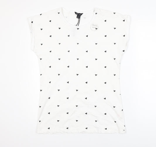 Miso Women’s White Heart Print Cotton T-Shirt Size 18