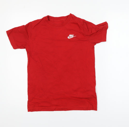 Nike Boys Red Cotton Sports T-Shirt Medium 10-11 Years Crew Neck