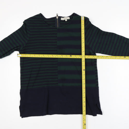 Hobbs Women’s Blue Striped Crew Neck Cotton Long Sleeve Jumper Size M
