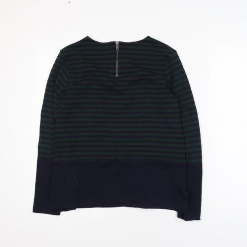 Hobbs Women’s Blue Striped Crew Neck Cotton Long Sleeve Jumper Size M