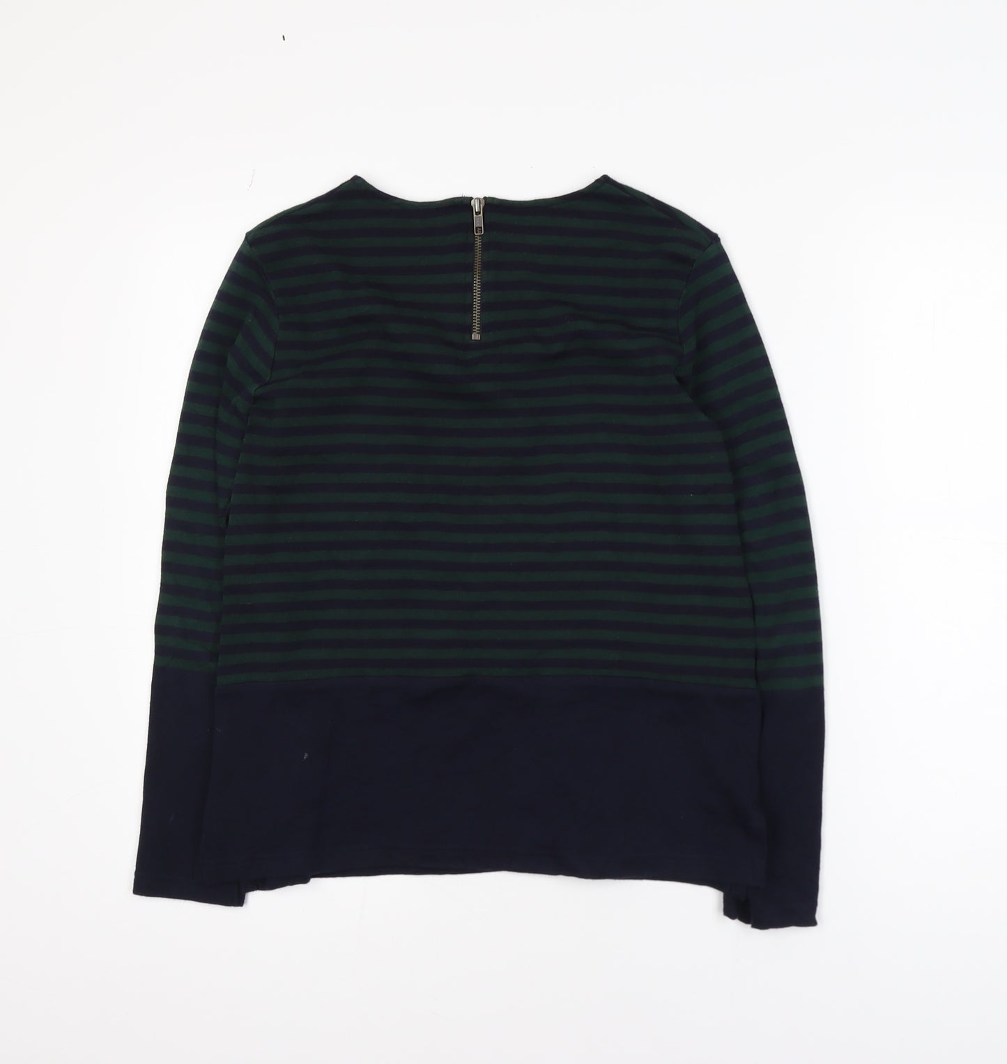 Hobbs Women’s Blue Striped Crew Neck Cotton Long Sleeve Jumper Size M