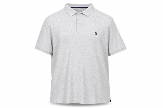 Front view of U.S. Polo Assn. men’s grey xxl classic fit cotton polo shirt