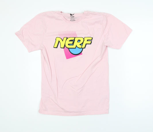 DIFUZED Nerf Pink Women's Small Cotton Crew Neck T-Shirt