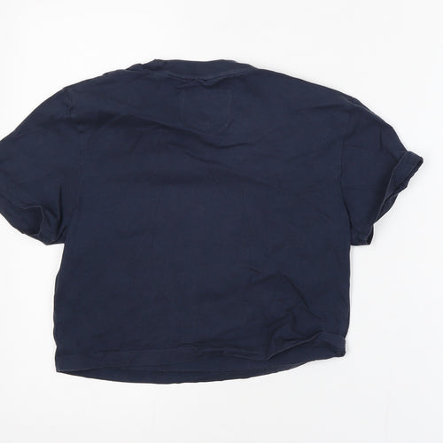 Jack Wills Womens Blue Cropped Cotton T-Shirt UK 10