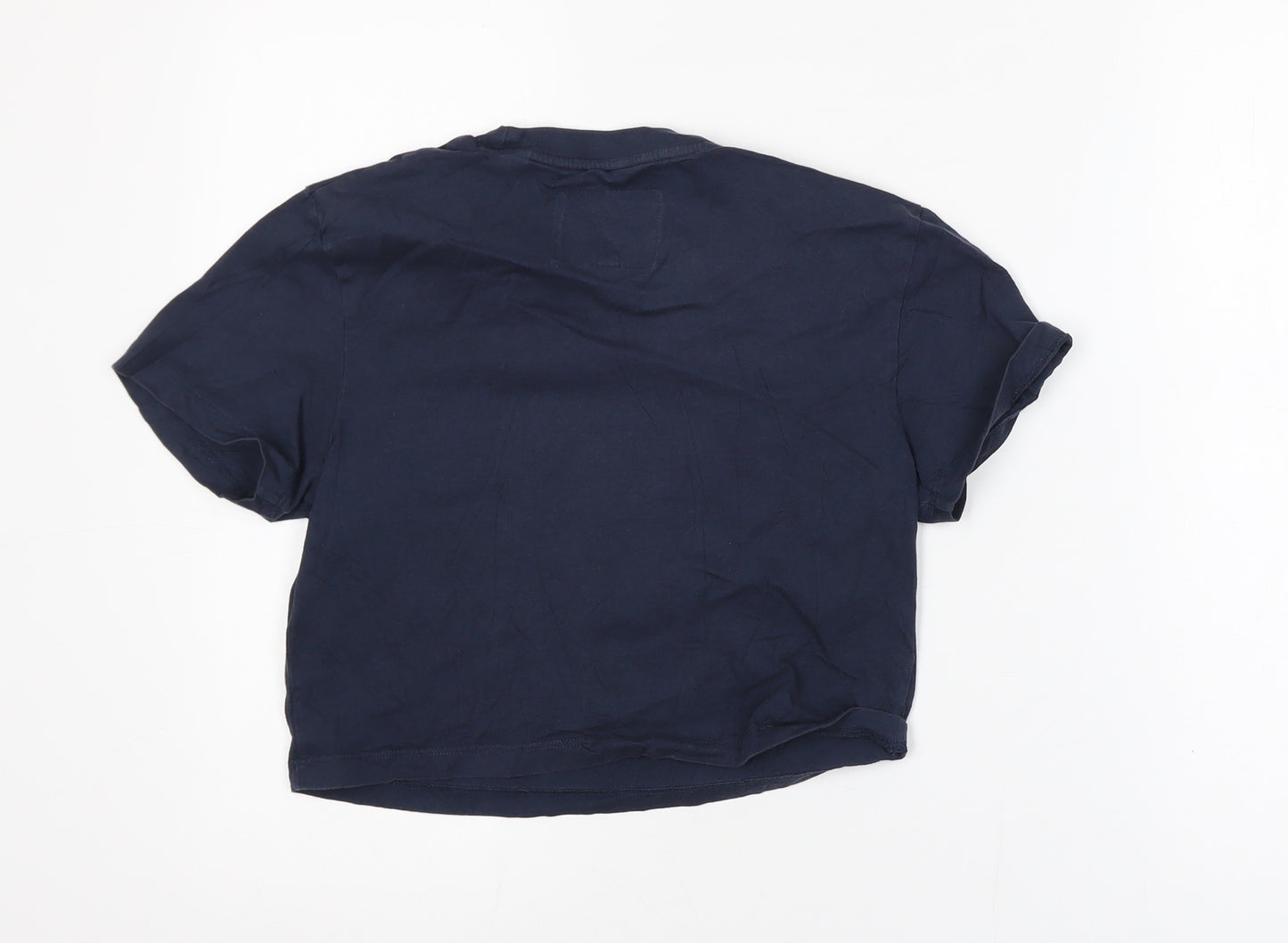 Jack Wills Womens Blue Cropped Cotton T-Shirt UK 10