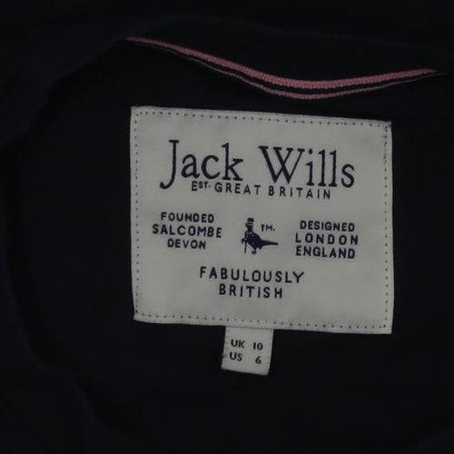 Jack Wills Womens Blue Cropped Cotton T-Shirt UK 10