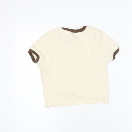 Pull & Bear Womens Beige Butterfly Ringer T-Shirt Size M