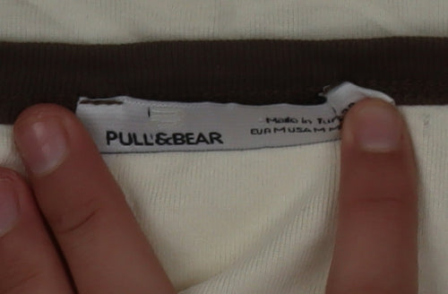 Pull & Bear Womens Beige Butterfly Ringer T-Shirt Size M