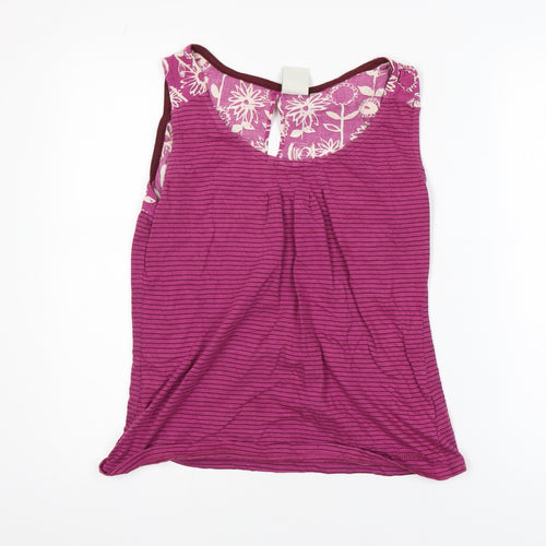 Weird Fish Women's Pink Striped Floral Tank Top Size 12