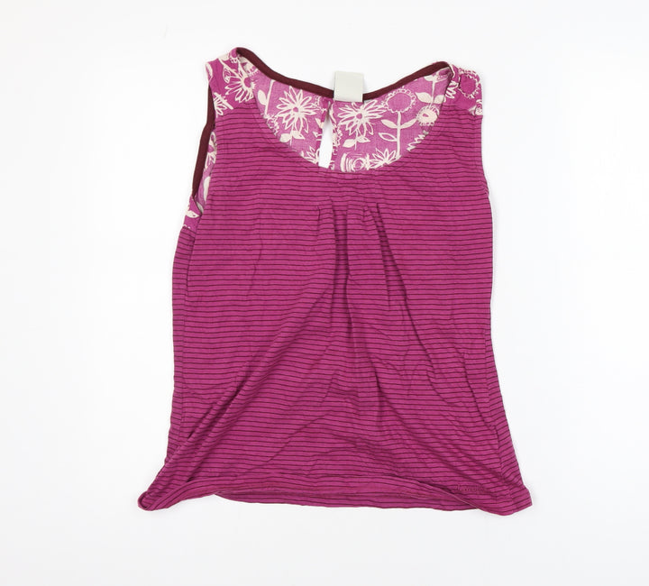 Weird Fish Women's Pink Striped Floral Tank Top Size 12
